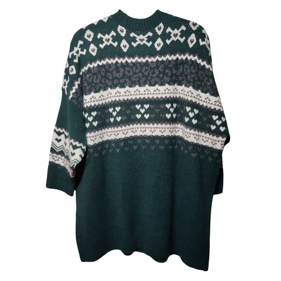 Torrid Sz 4 (US 4X) Green Nordic Print Longline Cardigan Grandpa Sweater Thick - Picture 8 of 8